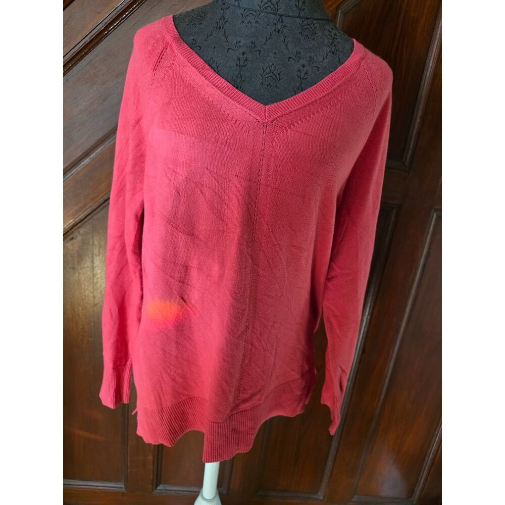 Talbots Womens V-Neck Long Sleeve Sweater M Pink